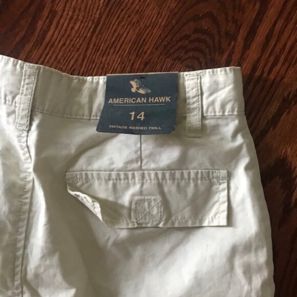 YOUTH KIDS BOY'S AMERICAN HAWK KHAKI VINTAGE WASHED TWILL CARGO SHORTS Sz 14 NWT - Picture 5 of 5